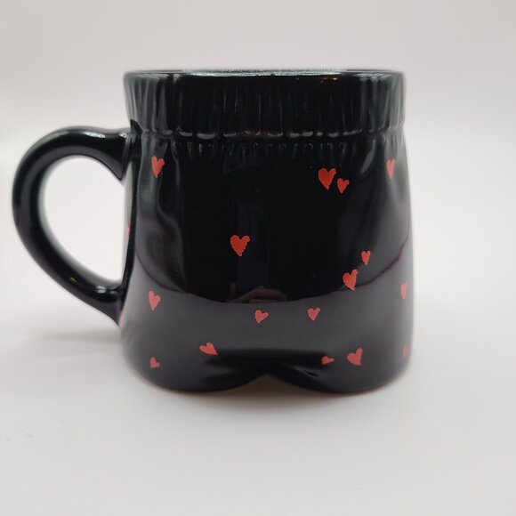 Lover Boy Boxer Shorts Coffee Cup Mug Black with Red Hearts - Picture 2 of 5
